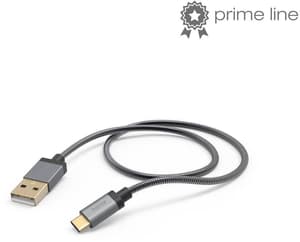 Ladekabel "Metall", USB-A - USB-C, 1,5 m, Metallmantel, Anthrazit