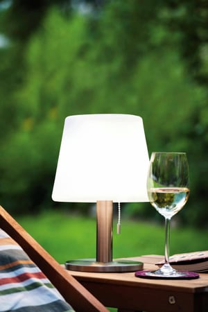 LAMPE DE TABLE SOLAIRE ARGENTE/ BLANCHE