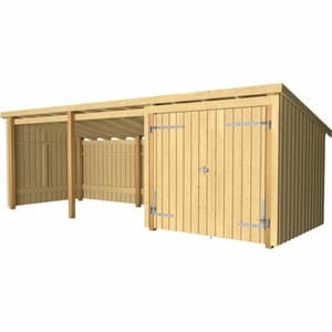 Casetta da giardino Nordic Multi 3 mod. + doppia porta 635x218x167/218 cm non trattata