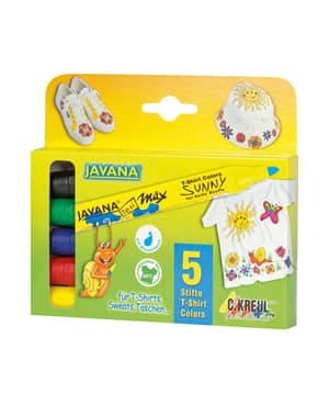 Javana texi mäx Sunny KREUL, matite colorate medie per tessuti chiari con uno spessore del carattere di circa 2-4 mm, colorate, set da 5