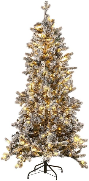 Künstlicher Weihnachtsbaum mit LED Beleuchtung schneebedeckt 180 cm weiss TATLOW