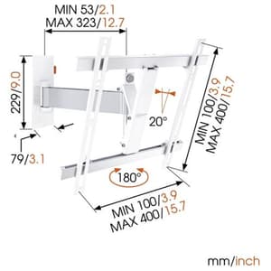 Wall 2225W Support mural blanc 32" - 55"