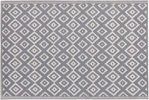Outdoor Teppich grau 120 x 180 cm geometrisches Muster Kurzflor DHULE