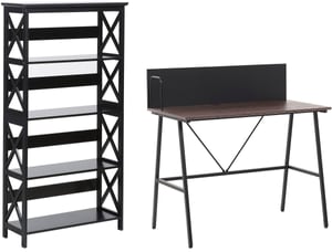 Set di mobili da ufficio legno scuro e nero FOSTER/HASTINGS