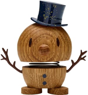 Présentoir Bumble Bonhomme de neige en bois de chêne, H:8 : D:7.5cm