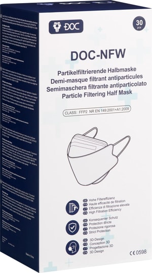 FFP2-Atemschutzmaske, 30 Stück, weiss