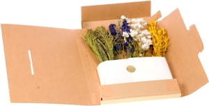 Fleurs séchées en boîte carton Jaune/Bleu