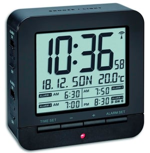Sveglia digitale con display della temperatura Nero