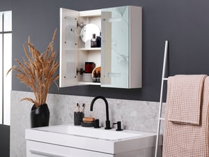 Bad Spiegelschrank weiss / silber mit LED-Beleuchtung 60 x 60 cm TALAGAPA