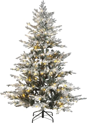 Sapin de Noël 180 cm blanc pré-allumé BRISCO