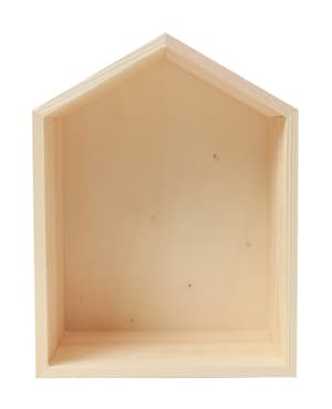 Scatola di legno a forma di casa, casa di legno