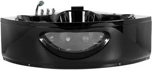Whirlpool Badewanne schwarz Eckmodell mit LED 190 x 140 cm TOCOA