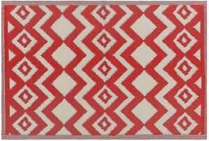 Outdoor Teppich rot 120 x 180 cm ZickZack-Muster Kurzflor DEWAS