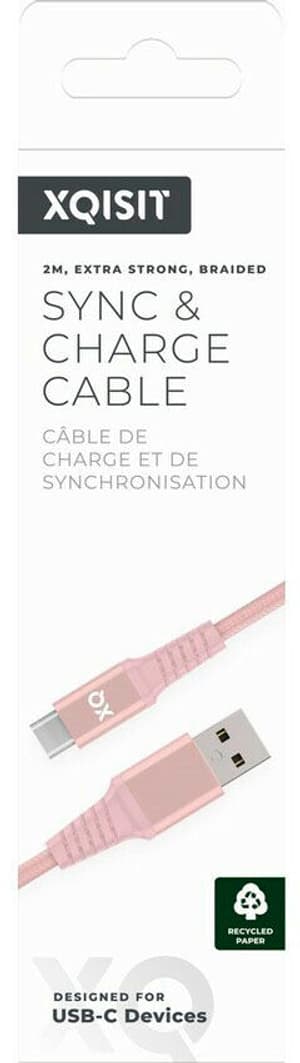 Cotton braided USB C 3.0 to USB A- Rose Gold
