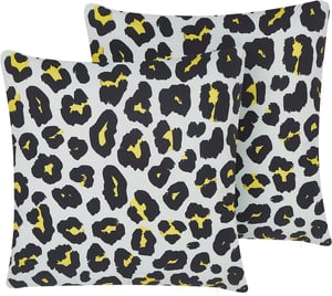 Set di 2 cuscini da giardino leopardati bianco e nero 45 x 45 cm KARDITSA