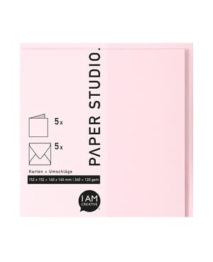 Karten+Umschläge Quadratisch, 2X5Stück, rosa