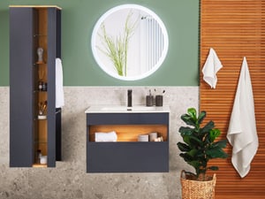Mobile bagno grigio con pensile lavabo e specchio FIGUERES