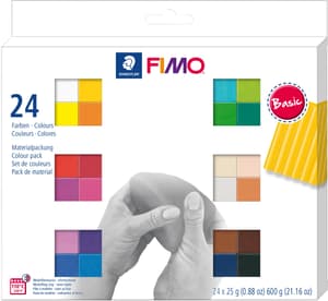 FIMO® soft Set Basic, pasta da modellare per creare gioielli, accessori od oggetti in materiale sintetico, indurente in forno, colorato, 24 x 25 g