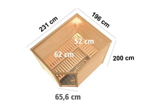 Sauna Tanami entrée d'angle incl. chauffe-sauna biologique 9 kW