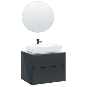 Meuble vasque avec miroir et cabinet gris MANZON