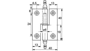 Charniéres pour meubles FS, diamètre des noeuds 8 mm