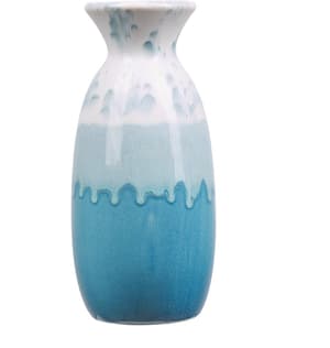 Vaso decorativo gres porcellanato bianco e blu 25 cm CHALCIS