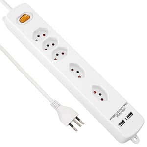 Power Strip COMBO (5x T13, 2x USB - max.2,1A) – blanc