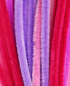 Filo di ciniglia, scovolino, filo piegatubi per lavori manuali e per decorare, misto rosa, ø 9 mm x 50 cm, 12 pezzi