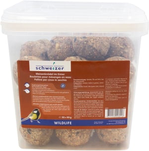 Nourriture pour oiseaux d'hiver Boulettes de mésanges en seau, 30 x 90 g, sans filet