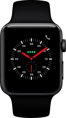 Watch Series 3 GPS + Cellular 42mm Space Grey Aluminium Case Black Sport Band
