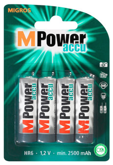 Akku HR6 1.2V 2500mAh 4 Stück