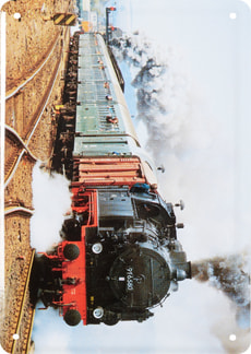 Werbe-Blechschild Güterzug Tender