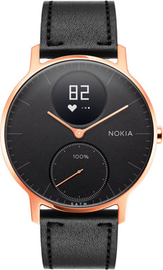 Steel HR (36mm) Rose Gold / Black Leather + Black Silicone Wristband Special Edition
