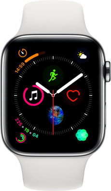 Watch Serie 4 44mm GPS+Cellular Stainless Steel White Sport Band