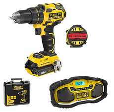 Trapano avvitatore ad accumulatore 18 LI-2 e radio da cantiere ad accumulatore