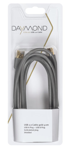 USB 2.0 3m gold grau