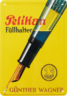 Werbe-Blechschild Pelikan Füllfeder