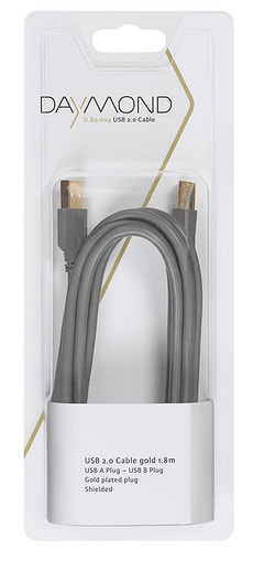 USB 2.0 1.8m gold grau