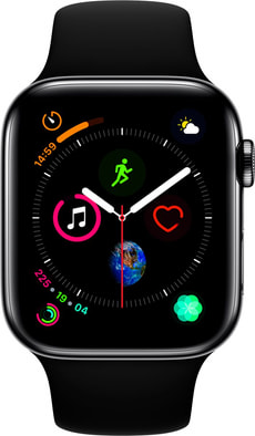 Watch Serie 4 44mm GPS+Cellular black Stainless Steel Black Sport Band