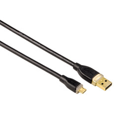 Micro-USB-2.0-Kabel, vergoldet, doppelt geschirmt, Schwarz, 0,75 m