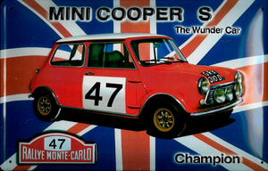 Werbe-Blechschild Mini Cooper