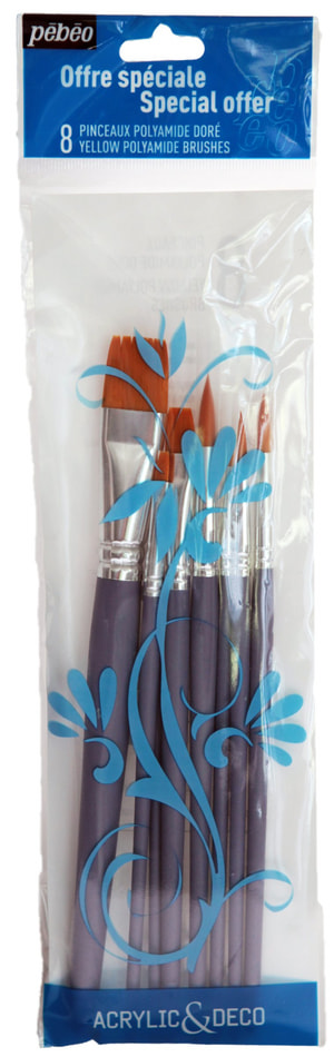 Set 8 Pinsel Polyamidfaser flach