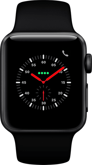Watch Series 3 GPS + Cellular 38mm Space Grey Aluminium Case Black Sport Band
