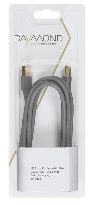 USB 2.0 1.8m gold grau
