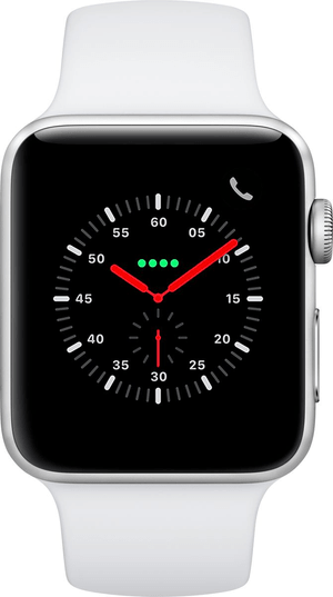 Watch Series 3 GPS + Cellular 38mm Silver Aluminium Case White Sport Band