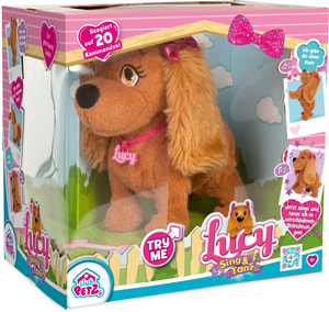 Hund Lucy singt und tanzt