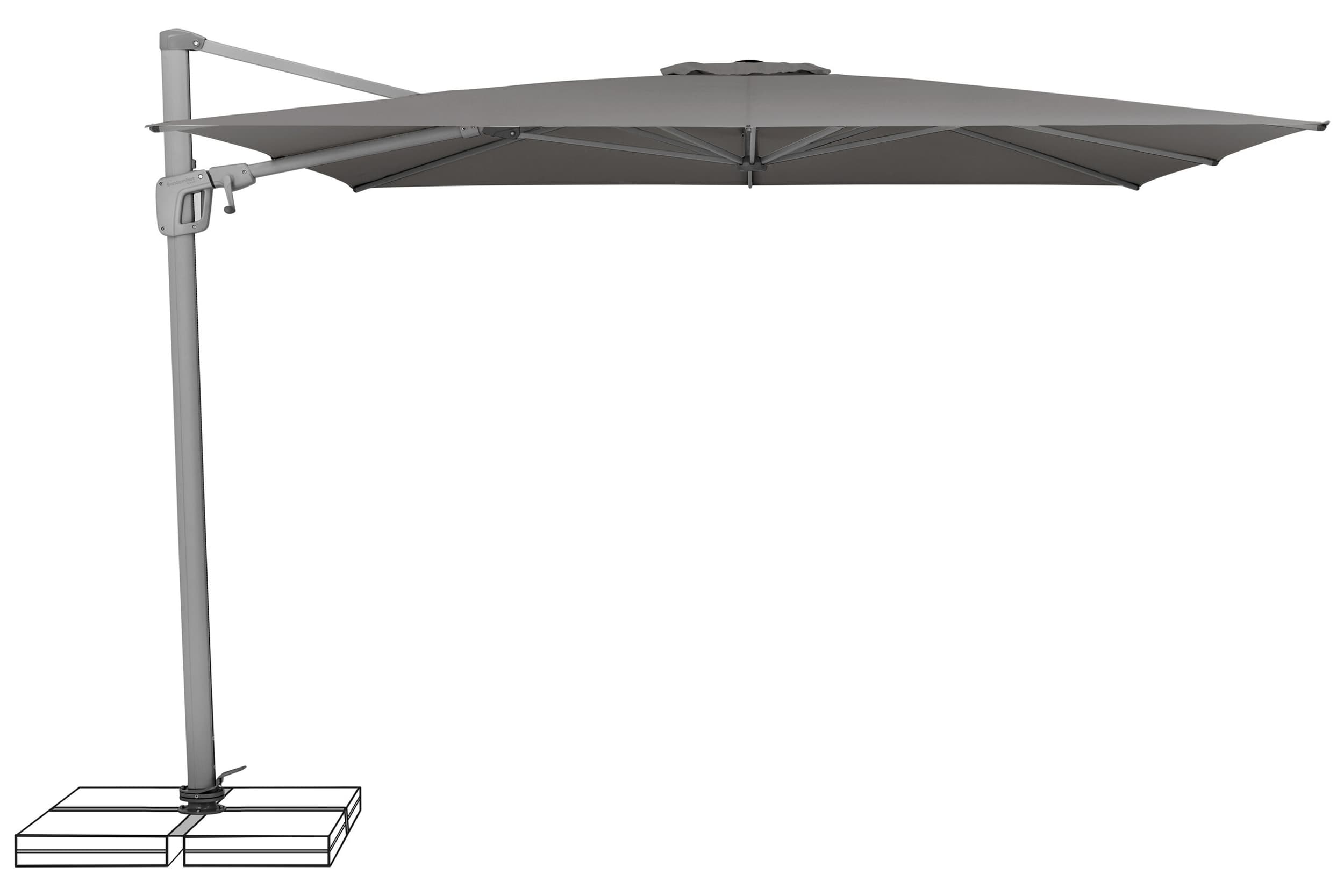 Suncomfort by Glatz Parasol à bras libre SUNFLEX 300 X 300 cm, Gris, 300x300x300x268