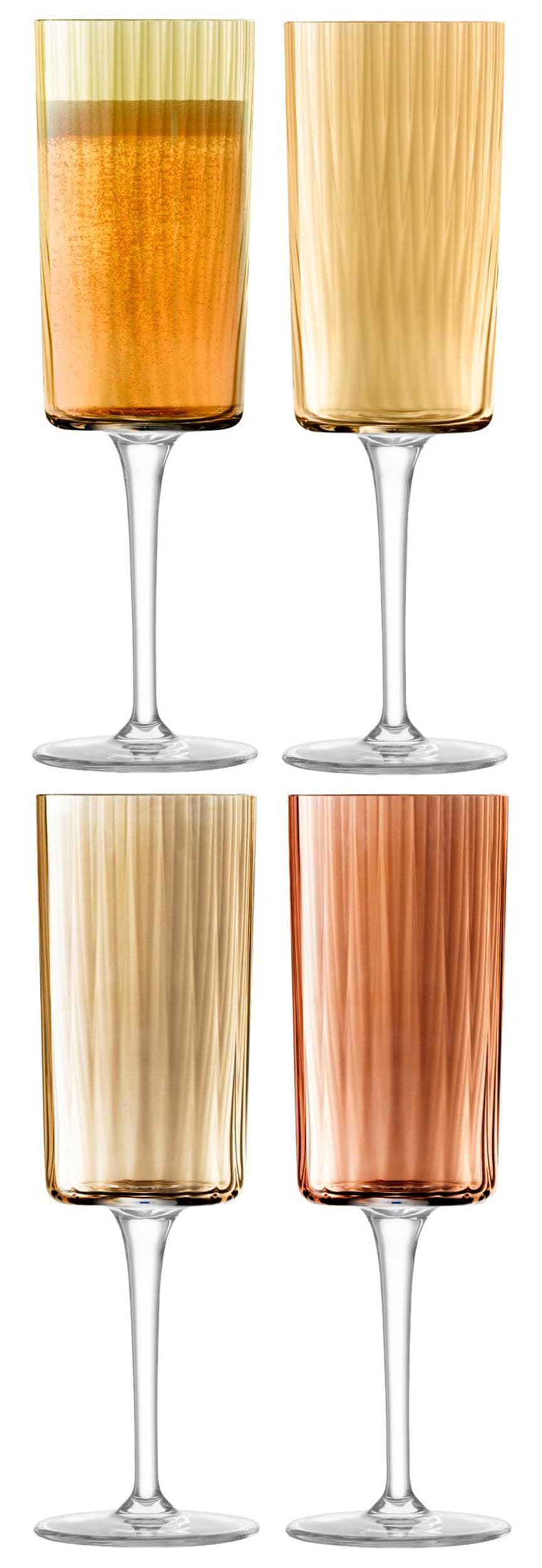 LSA Set de verres à champagne GEMS, Jaune, 19.5x6