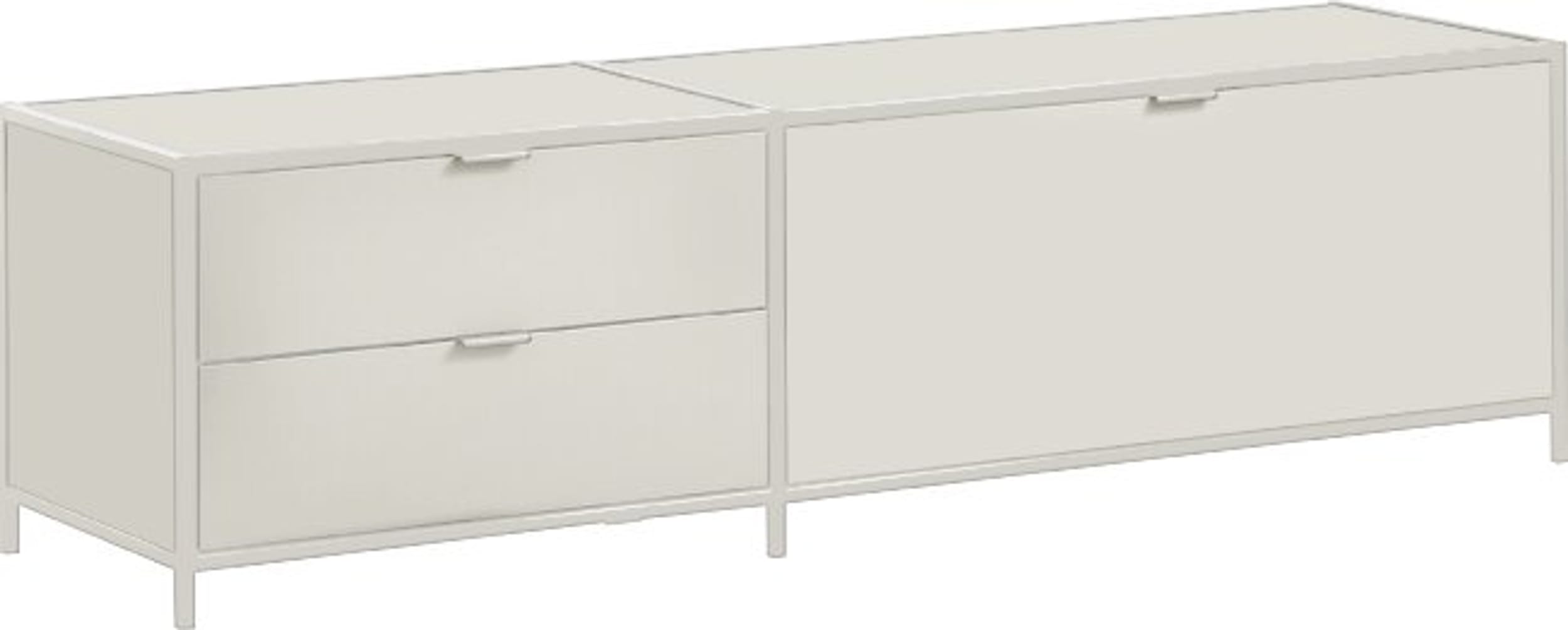 Buffet bas SEVEN, Gris clair, MDF (bois mélangé), 154.8x39x43, Micasa