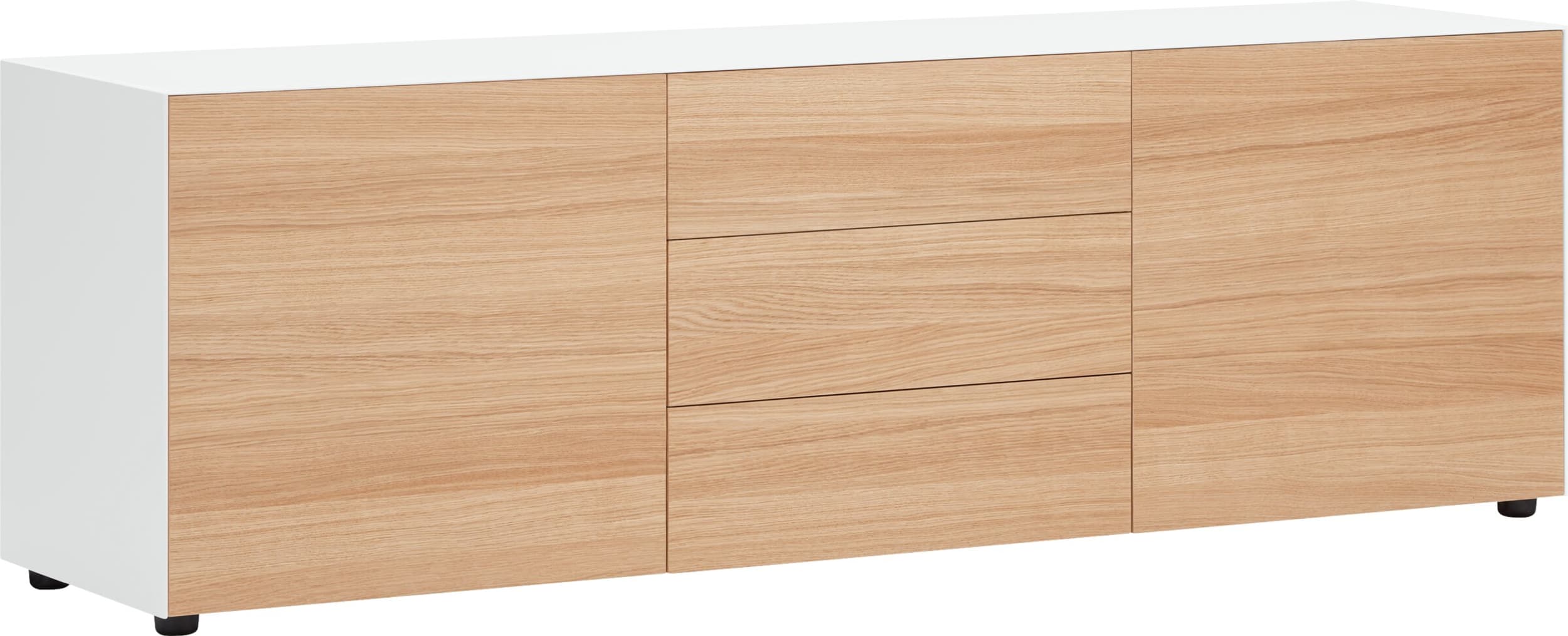 Buffet bas LUX, Blanc / Chêne, MDF (bois mélangé), 180x46x56, Micasa